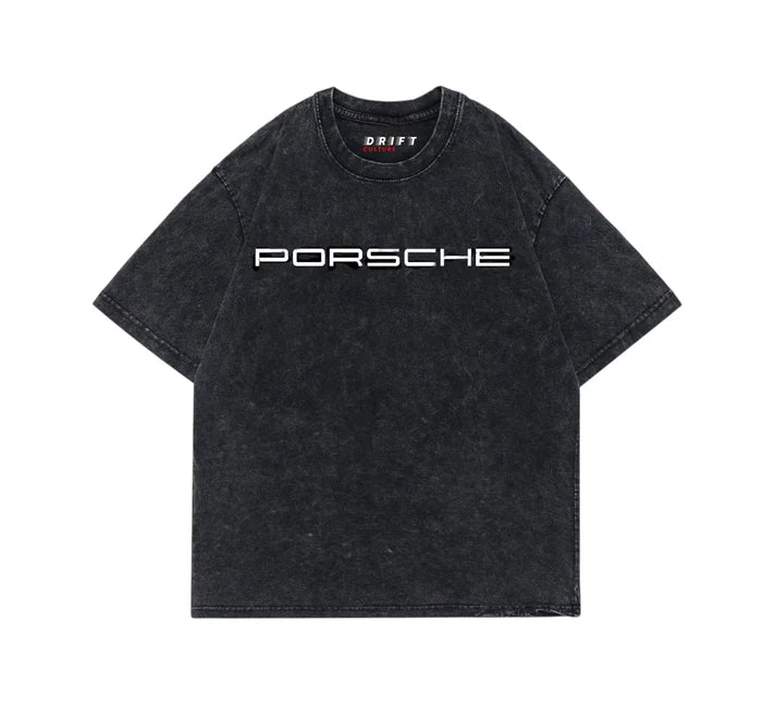 Drift culture Acid washed Porsche tshirt oversized fit