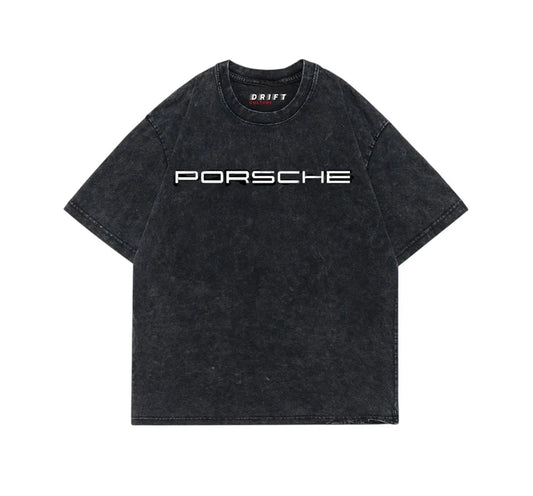 Drift culture Acid washed Porsche tshirt oversized fit